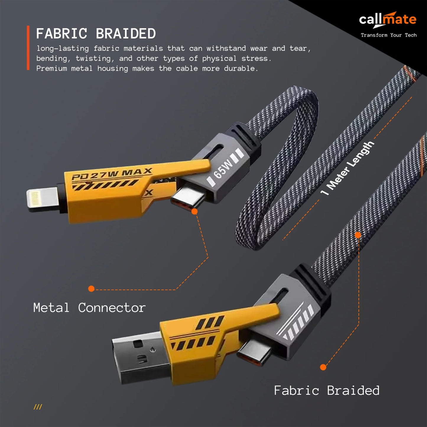 Original 4-in-1 Fast Charging Cable – 60W Durable Nylon Braided Universal Cable + Free Gift🎁
